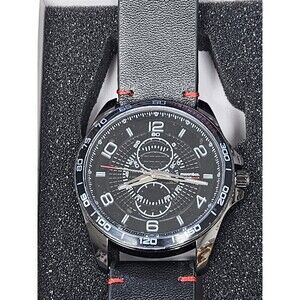 Mason & Co. Heritage Racer Limited Edition Black & Red 42 mm Quartz Leather $105